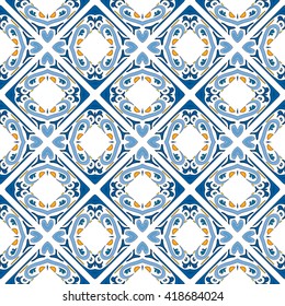 Seamless pattern illustration in traditional style - like Portuguese tiles
