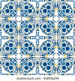 Seamless pattern illustration in traditional style - like Portuguese tiles