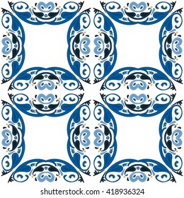 Seamless pattern illustration in traditional style - like Portuguese tiles
