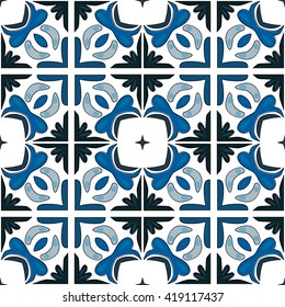Seamless pattern illustration in traditional style - like Portuguese tiles