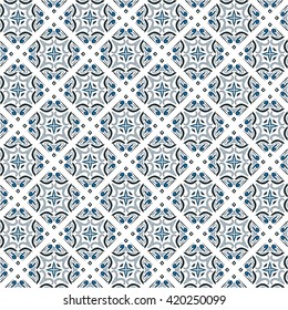 Seamless pattern illustration in traditional style - like Portuguese tiles