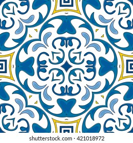 Seamless pattern illustration in traditional style - like Portuguese tiles