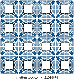 Seamless pattern illustration in traditional style - like Portuguese tiles