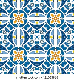Seamless pattern illustration in traditional style - like Portuguese tiles
