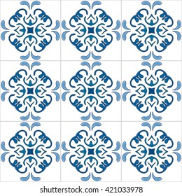 Seamless pattern illustration in traditional style - like Portuguese tiles