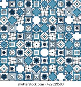 Seamless pattern illustration in traditional style - like Portuguese tiles
