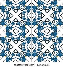 Seamless pattern illustration in traditional style - like Portuguese tiles