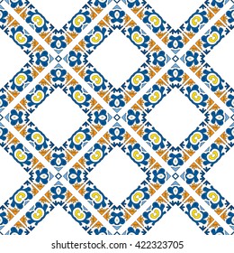Seamless pattern illustration in traditional style - like Portuguese tiles