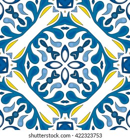 Seamless pattern illustration in traditional style - like Portuguese tiles
