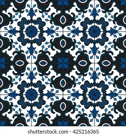 Seamless pattern illustration in traditional style - like Portuguese tiles