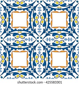 Seamless pattern illustration in traditional style - like Portuguese tiles