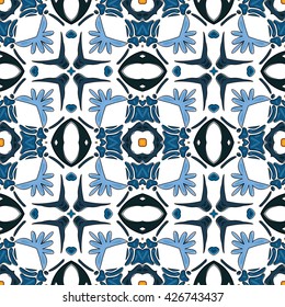 Seamless pattern illustration in traditional style - like Portuguese tiles
