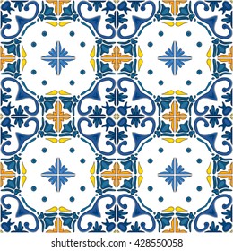 Seamless pattern illustration in traditional style - like Portuguese tiles