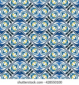 Seamless pattern illustration in traditional style - like Portuguese tiles