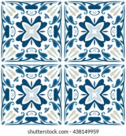 Seamless pattern illustration in traditional style - like Portuguese tiles