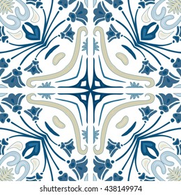 Seamless pattern illustration in traditional style - like Portuguese tiles