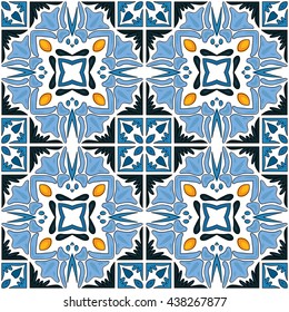 Seamless pattern illustration in traditional style - like Portuguese tiles