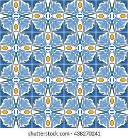 Seamless pattern illustration in traditional style - like Portuguese tiles