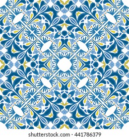 Seamless pattern illustration in traditional style - like Portuguese tiles