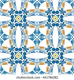 Seamless pattern illustration in traditional style - like Portuguese tiles
