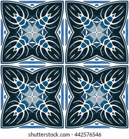Seamless pattern illustration in traditional style - like Portuguese tiles