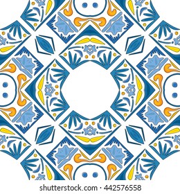 Seamless pattern illustration in traditional style - like Portuguese tiles