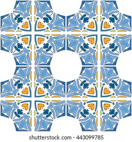 Seamless pattern illustration in traditional style - like Portuguese tiles