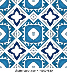 Seamless pattern illustration in traditional style - like Portuguese tiles
