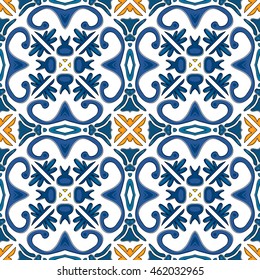 Seamless pattern illustration in traditional style - like Portuguese tiles