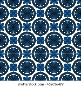Seamless pattern illustration in traditional style - like Portuguese tiles