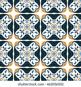 Seamless pattern illustration in traditional style - like Portuguese tiles