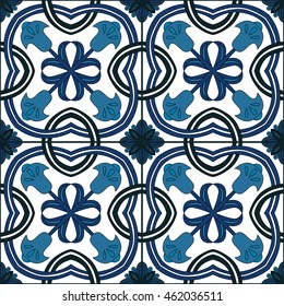 Seamless pattern illustration in traditional style - like Portuguese tiles