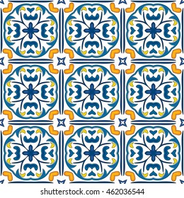 Seamless pattern illustration in traditional style - like Portuguese tiles