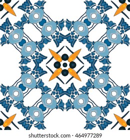 Seamless pattern illustration in traditional style - like Portuguese tiles