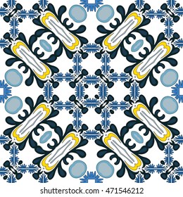 Seamless pattern illustration in traditional style - like Portuguese tiles