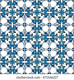 Seamless pattern illustration in traditional style - like Portuguese tiles