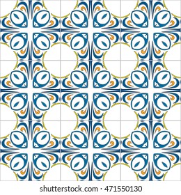Seamless pattern illustration in traditional style - like Portuguese tiles