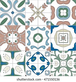 Seamless pattern illustration in traditional style - like Portuguese tiles