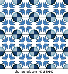 Seamless pattern illustration in traditional style - like Portuguese tiles