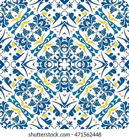 Seamless pattern illustration in traditional style - like Portuguese tiles