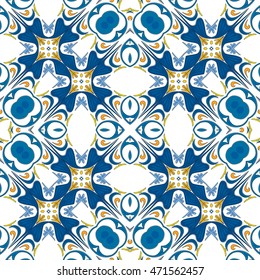 Seamless pattern illustration in traditional style - like Portuguese tiles