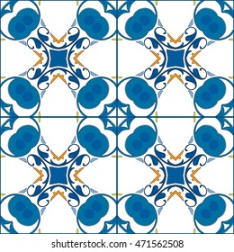 Seamless pattern illustration in traditional style - like Portuguese tiles
