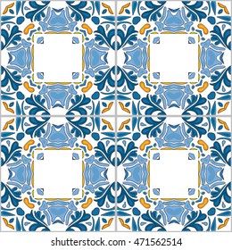 Seamless pattern illustration in traditional style - like Portuguese tiles