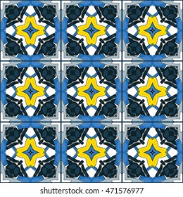 Seamless pattern illustration in traditional style - like Portuguese tiles