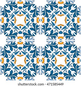 Seamless pattern illustration in traditional style - like Portuguese tiles