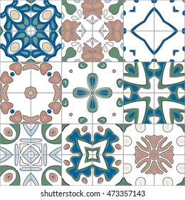 Seamless pattern illustration in traditional style - like Portuguese tiles
