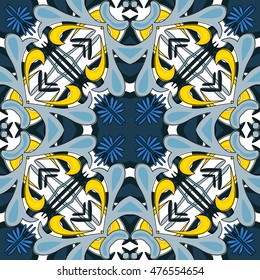 Seamless pattern illustration in traditional style - like Portuguese tiles