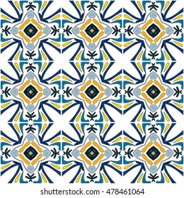 Seamless pattern illustration in traditional style - like Portuguese tiles