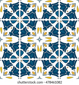 Seamless pattern illustration in traditional style - like Portuguese tiles
