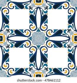 Seamless pattern illustration in traditional style - like Portuguese tiles